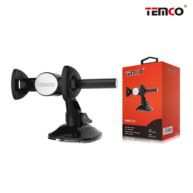 TEMCO Soporte de Ventosa Para Coche Rotación 360º Fácil uso Negro
