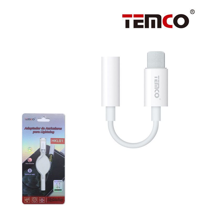 TEMCO Adaptador de Auriculares para IPH/IPA | 10cm | Blanco