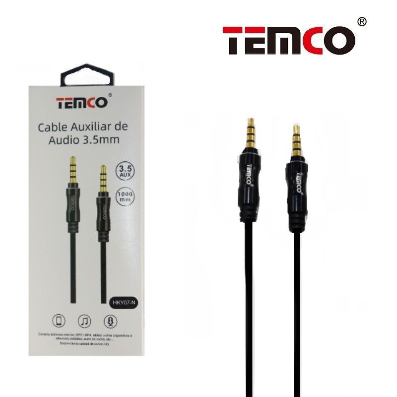 TEMCO Cable de Extensión de Audio Jack Estéreo | 3.5mm de Macho a Hembra 3.5mm en color Negro