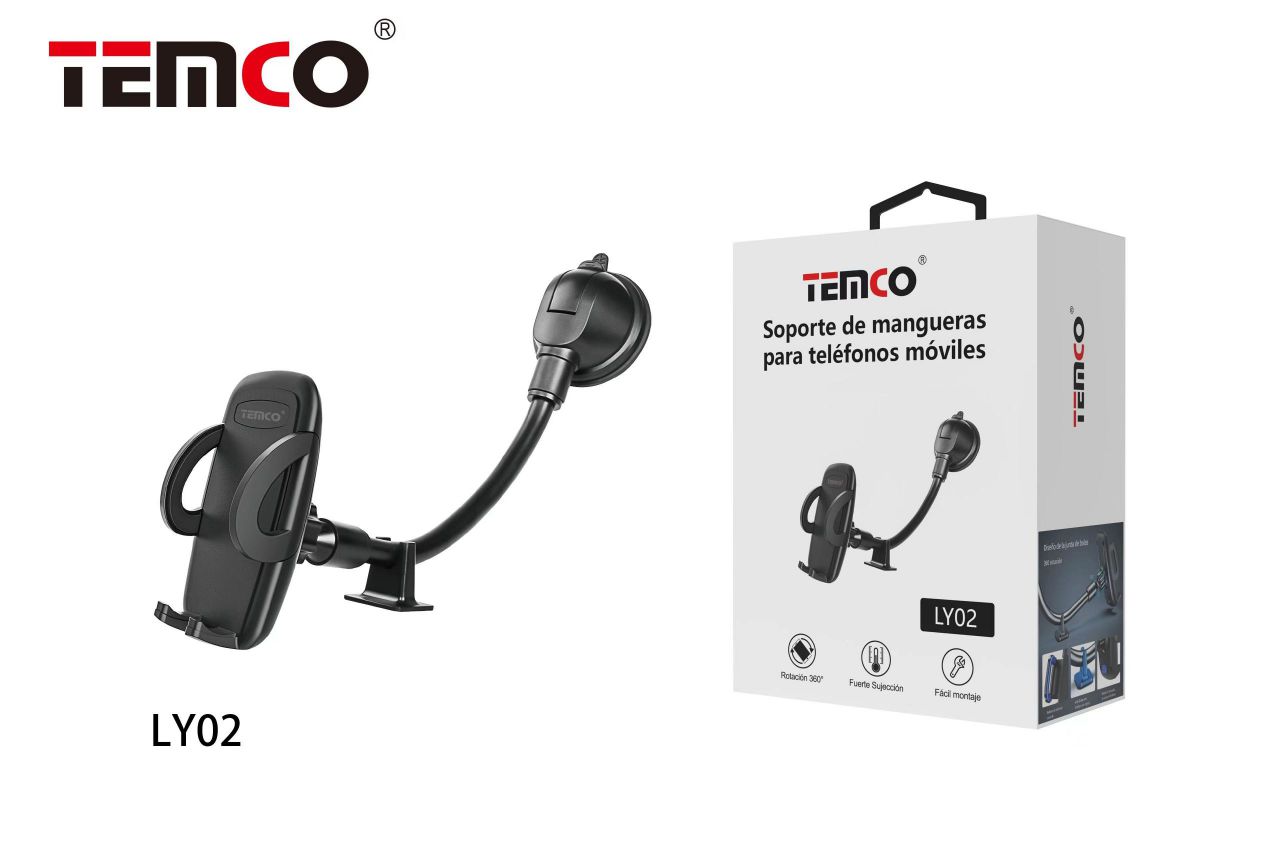 TEMCO Soporte de Mangueras para Teléfonos Móviles | Rotación 360º | Negro