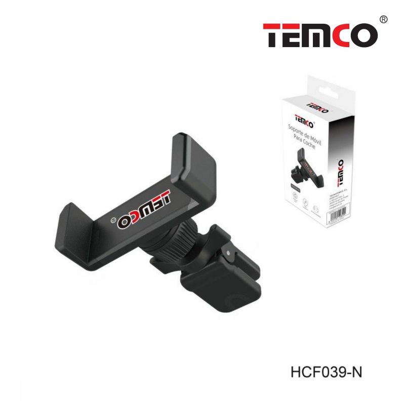 TEMCO Soporte de Móvil para Coche formato pinza con Rotación 360º | Negro
