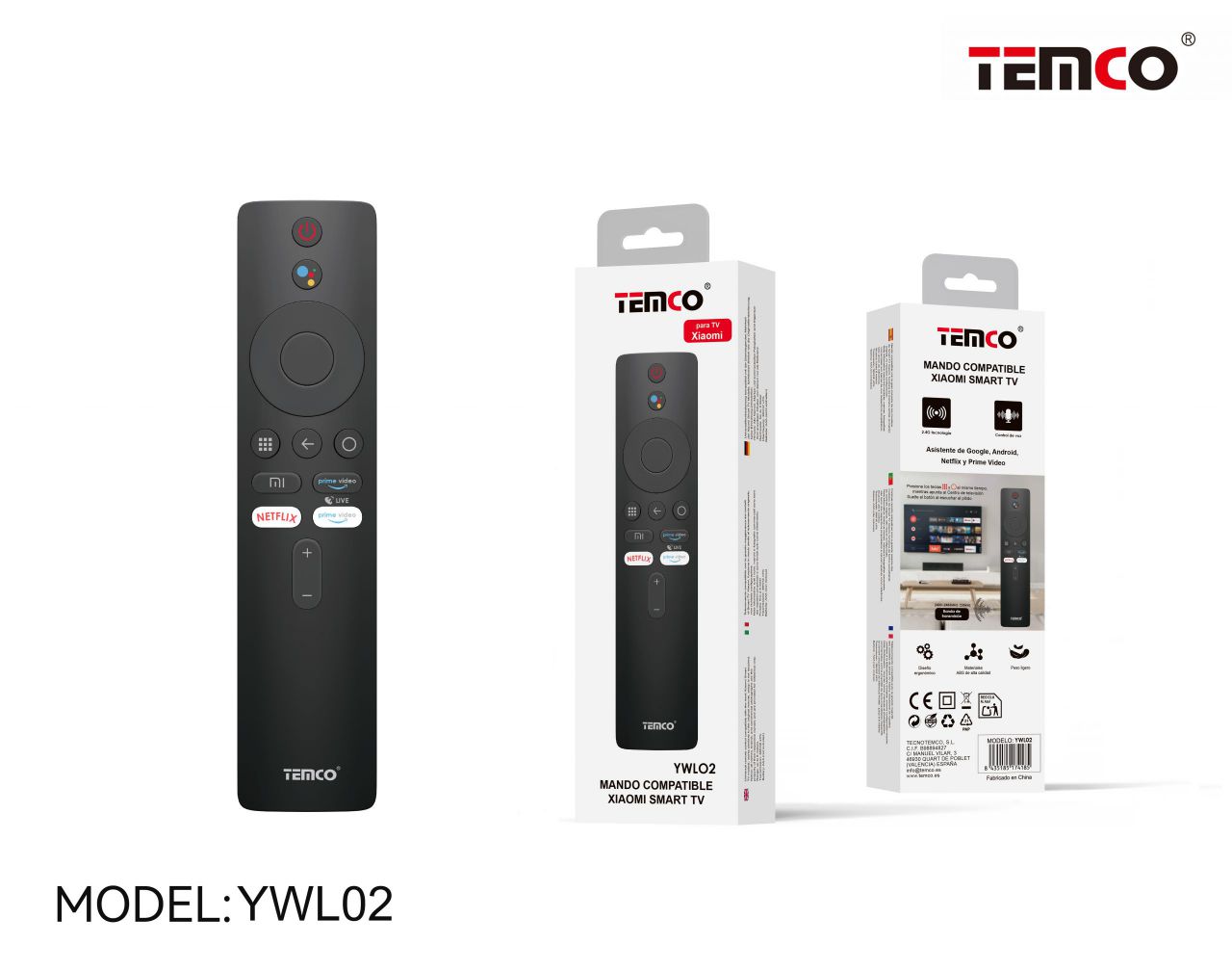 TEMCO Mando XIAOMI/SMART TV | Negro modelo YWL02