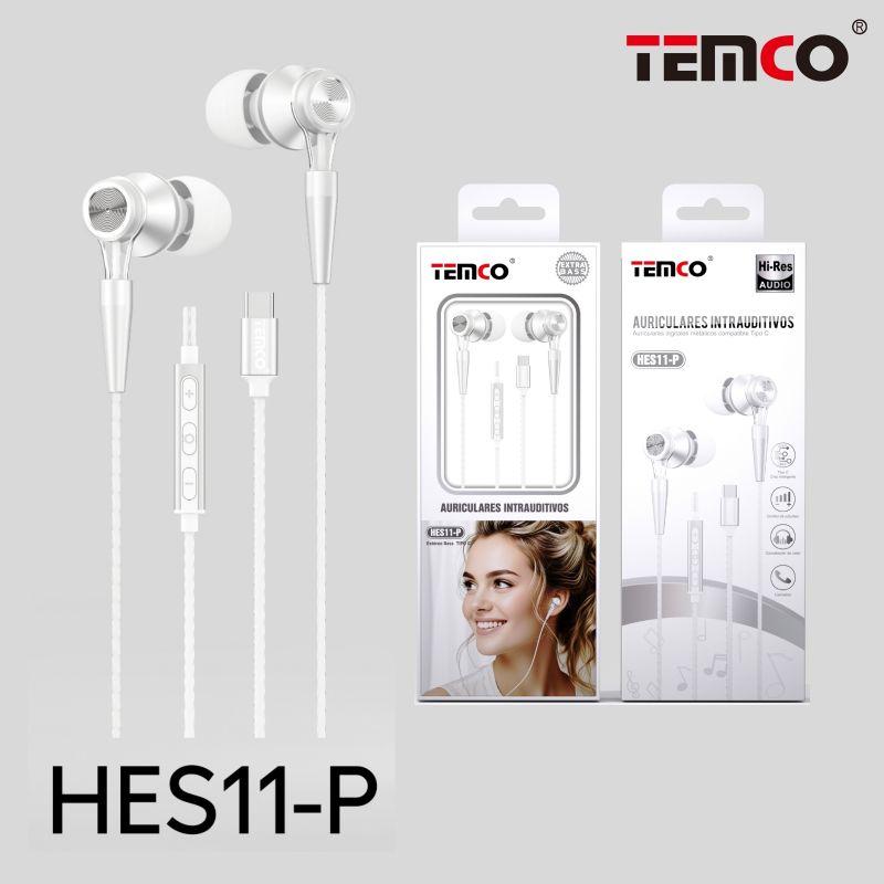 TEMCO Auriculares Intrauditivos Tipo-C modelo HES11-P Blanco