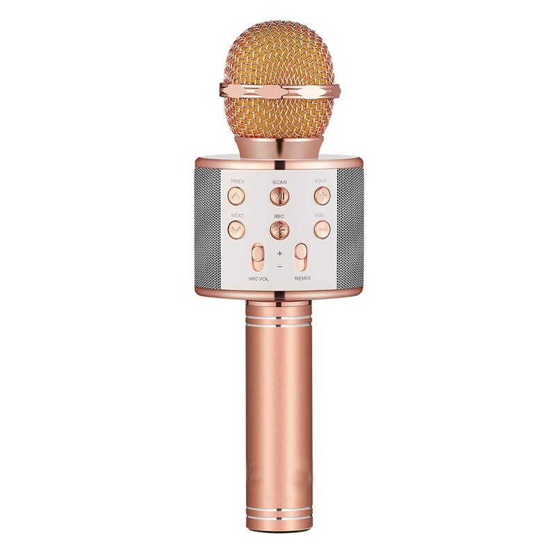 SOPORTE DE MICRÓFONO INALÁMBRICO BLUETOOTH DE MANO PARA KARAOKE CON ALTAVOZ Y GRABACIÓN DE AUDIO PARA TELÉFONO CELULAR