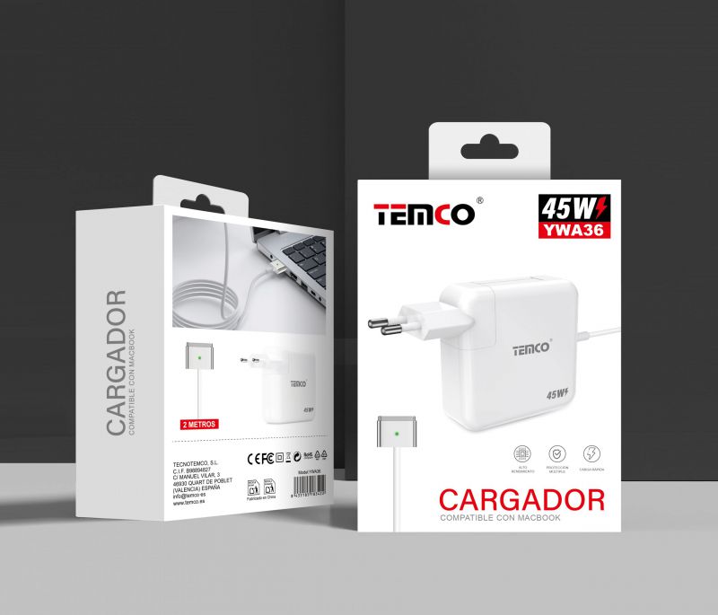 TEMCO Cargador de Red Universal | PD 30 + QC3.0 18W + 3 x USB-A 15W | 63W | 5 PORTS