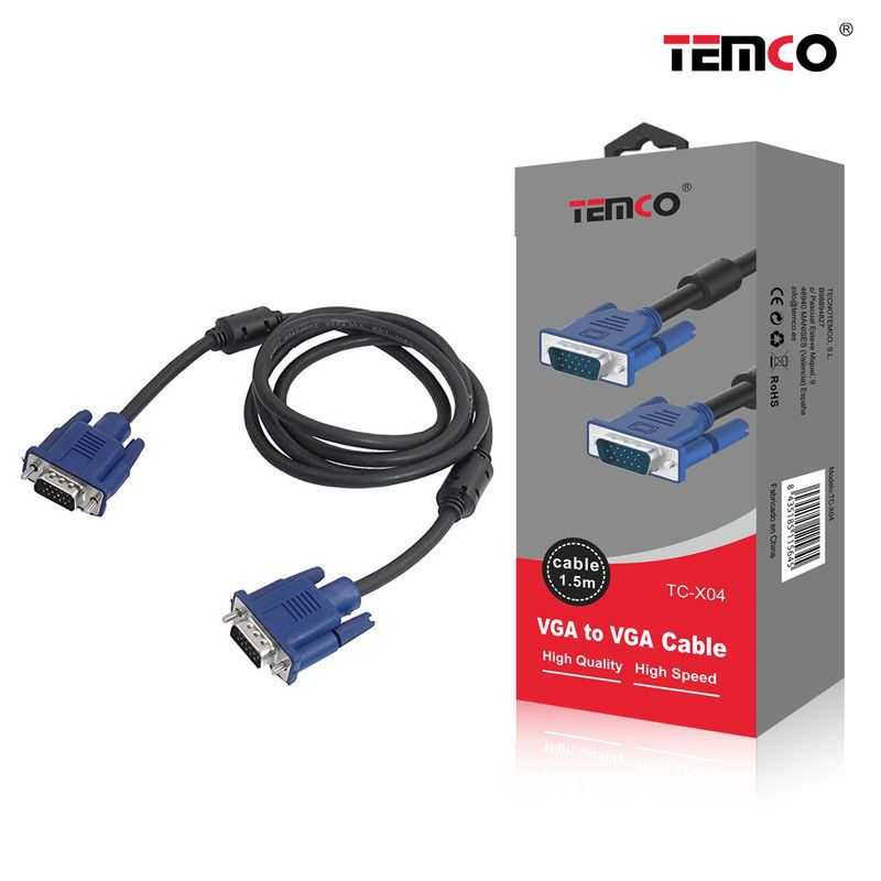 TEMCO Cable VGA a VGA | Alta Calidad y Velocidad | 1.5 metros Fácil uso