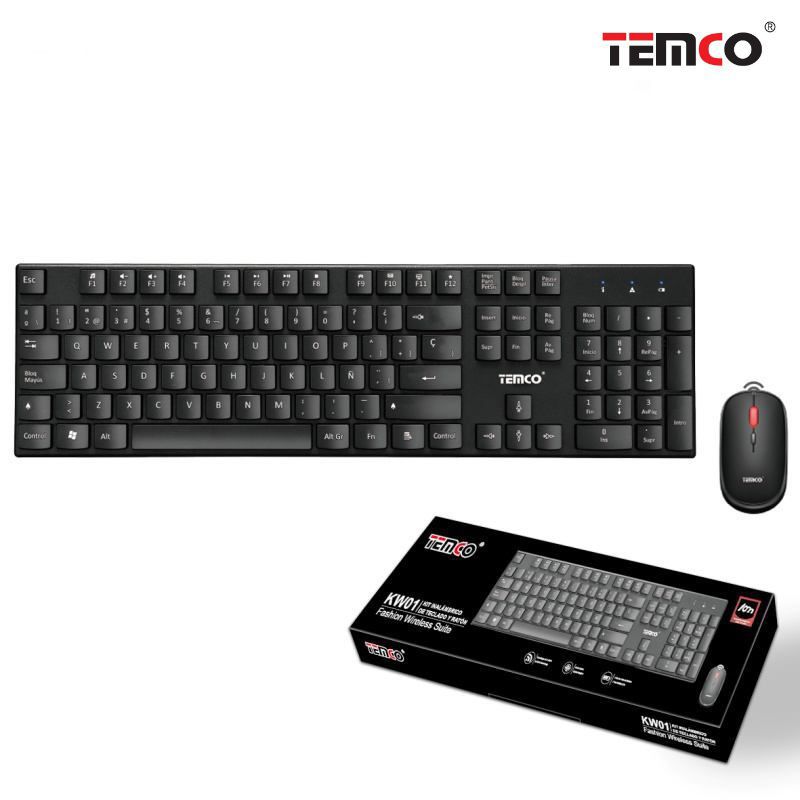 TEMCO Teclado y Ratón Inalámbrico perfecto para ofimática| Negro