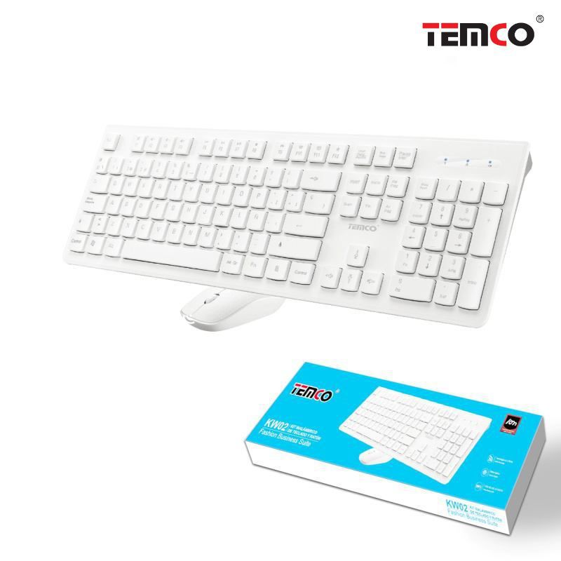 TEMCO KW02 Teclado y Ratón Inalámbrico perfecto para tareas ofimáticas | Blanco