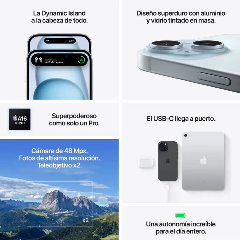 Apple iPhone 15, Rosa, 5G, 6.1" OLED Super Retina XDR, Chip A16 Bionic, iOS - ROOLAYMO - Carcasas ExclusivasAppleNegro128GBApple iPhone 15, Rosa, 5G, 6.1" OLED Super Retina XDR, Chip A16 Bionic, iOS