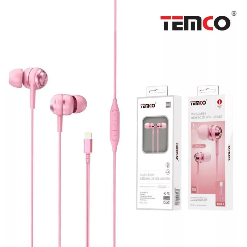 TEMCO Auriculares Estéreo Alta Calidad Para llamadas de alta definición Lighting Versión BT
