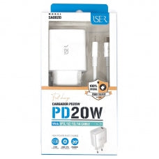 ISER Cargador de Pared 20W con cable incluido Blanco