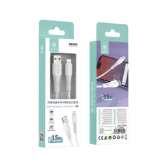 Cable USB a Lightning carga rápida 1m 15W Blanco - Compatible Apple