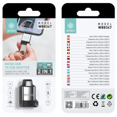 IKREA Adaptador USB a Micro USB 2 IN 1 con Carga Rápida en color Gris plateado Fácil uso