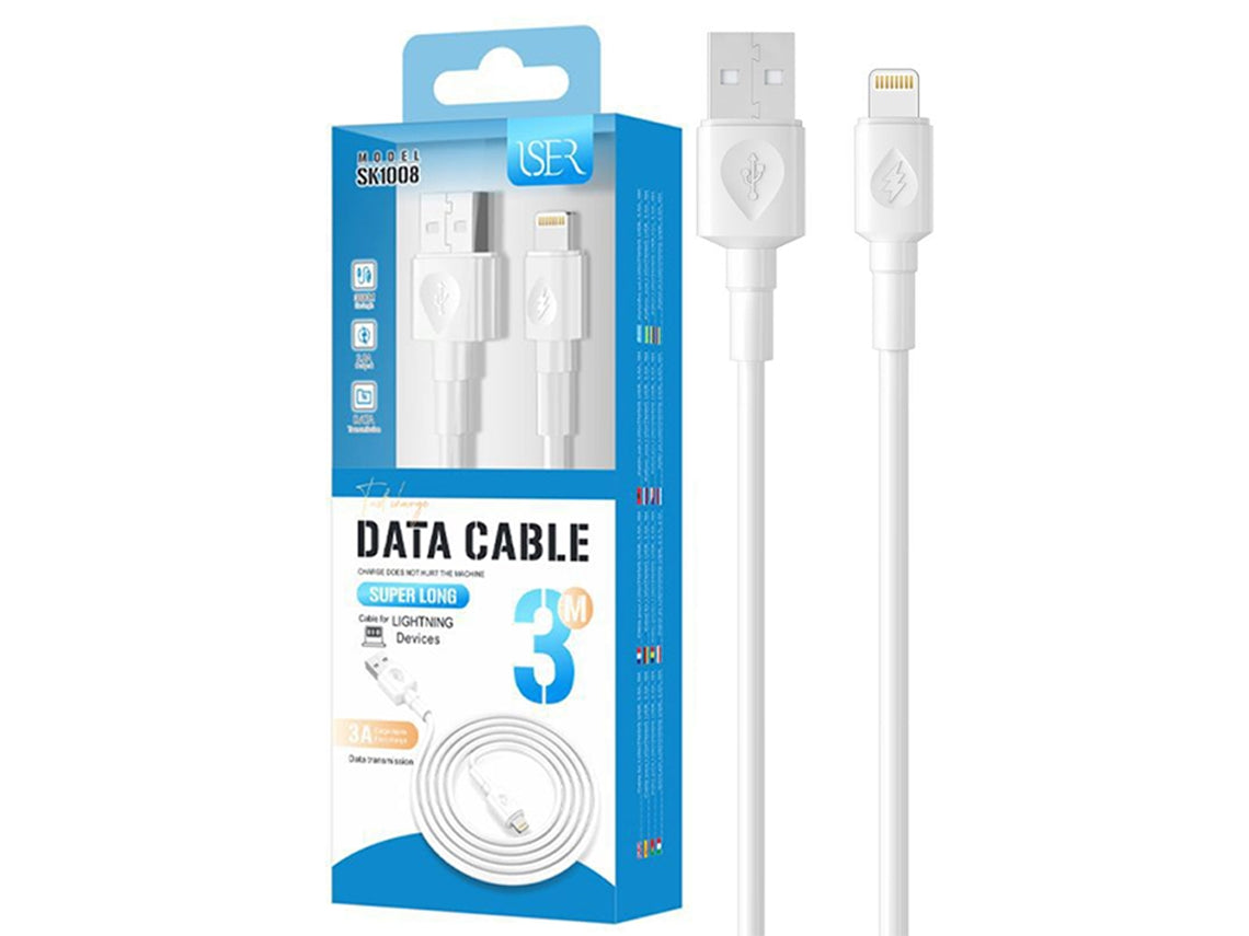 ISER Cable de Datos muy largo 3M carga rápida para IPX/12/13/14