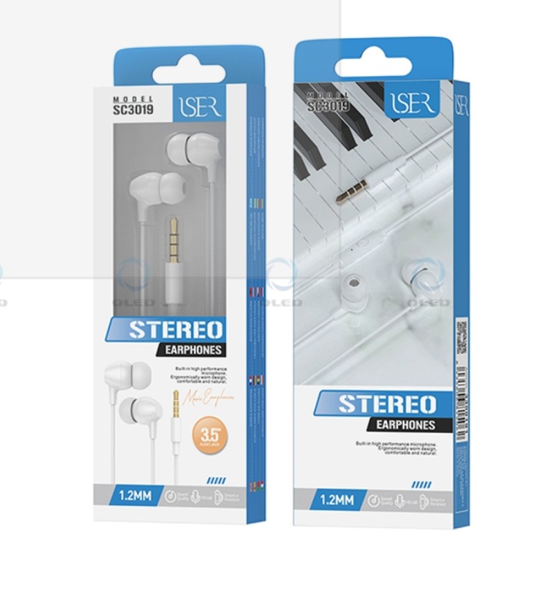 ISER Auriculares Estéreo | 3.5mm | 1.2m Longitud | Blanco modelo SC3019