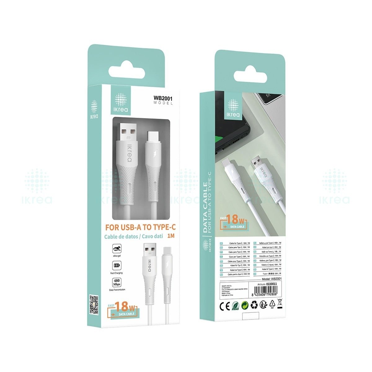IKREA CABLE DE DATOS TYPE - C CARGA RÁPIDA 18W 1M BLANCO - ROOLAYMO - Carcasas ExclusivasIKREAIKREA CABLE DE DATOS TYPE - C CARGA RÁPIDA 18W 1M BLANCO