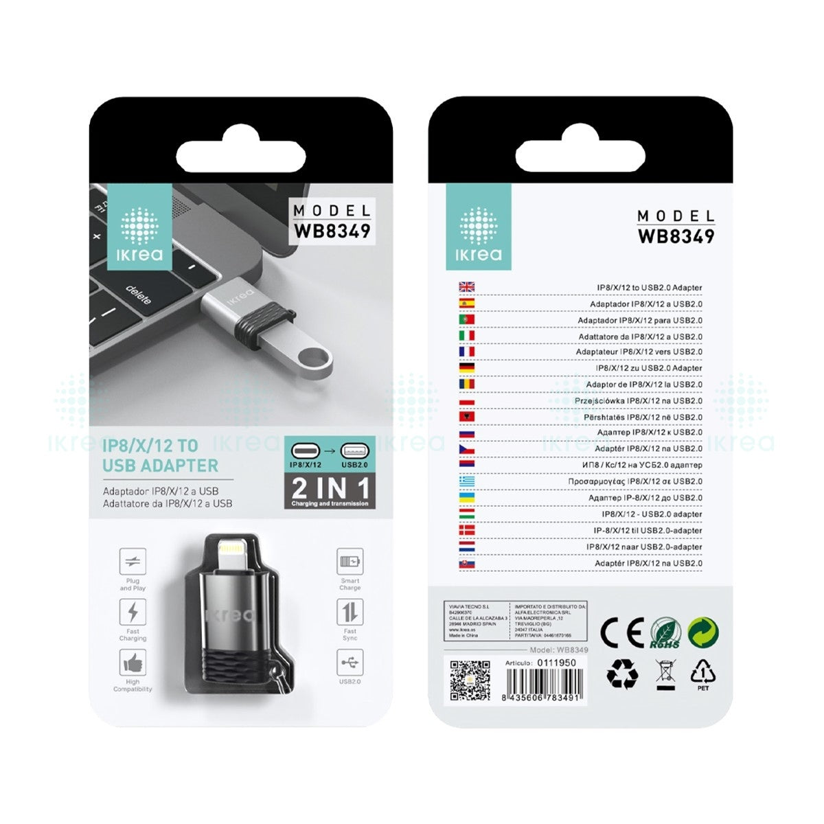 IKREA Adaptador USB a iP | 480 MBPS color  Gris