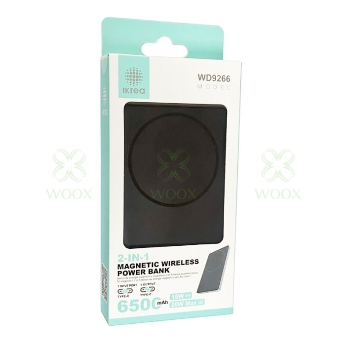 IKREA PowerBank Wireless Tipo-C  15 - 20W | Negro Muy ligero y Fácil de usar