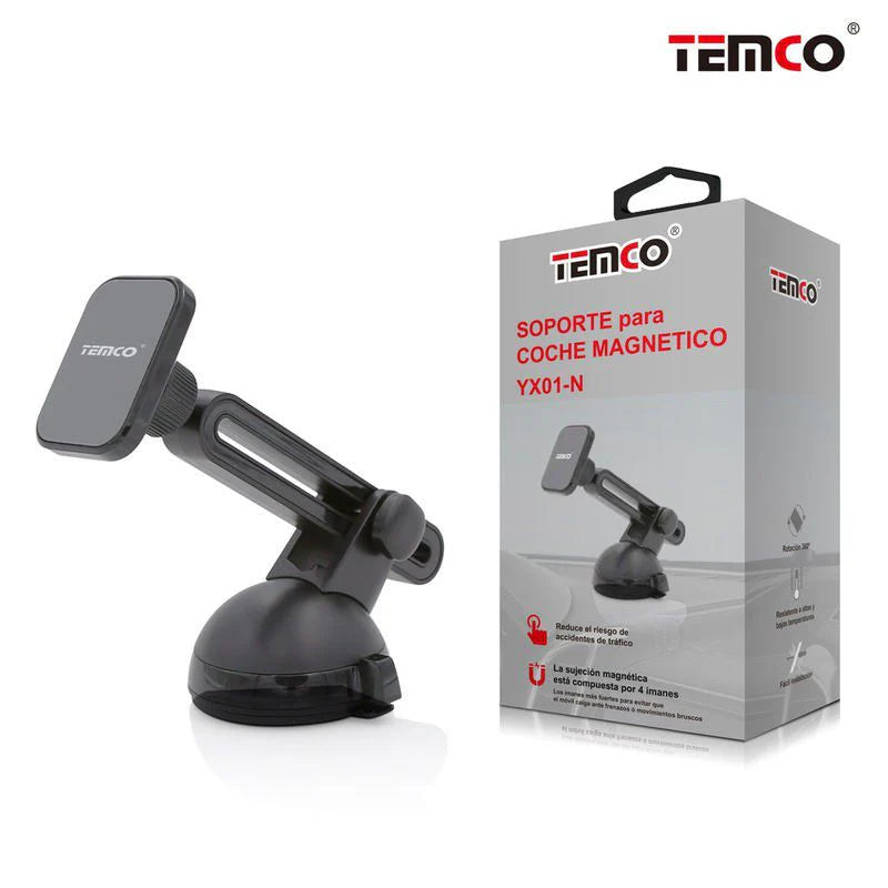 TEMCO Soporte Magnético Para Coche | Rotación 360º Fuerte sujeción, Fácil instalación