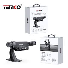 TEMCO Soporte de Pinza Negro + Garantía con silicona antideslizante