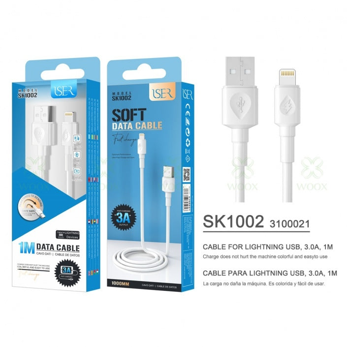 Cable compatible con IPX/12/13/14 Carga Rápida 3A | 1 Metro Color Blanco