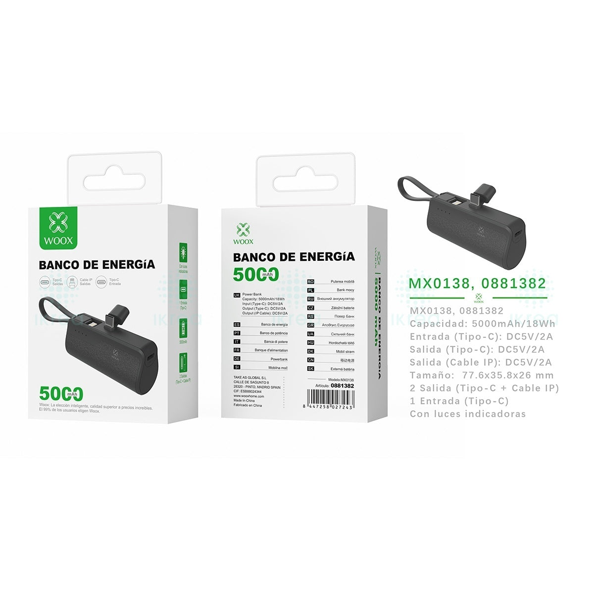 WOOX PowerBank Tipo-C | Negro