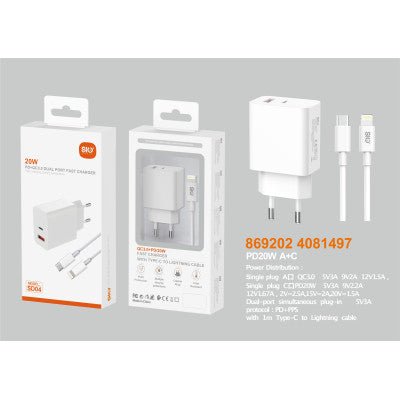 Sio SD04 Cargador PD20W+QC3.0 C - L - ROOLAYMO - Carcasas ExclusivasSIOSio SD04 Cargador PD20W+QC3.0 C - L