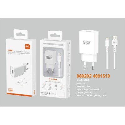 Sio SD06 Cargador USB - Lightning - ROOLAYMO - Carcasas ExclusivasSIOSio SD06 Cargador USB - Lightning